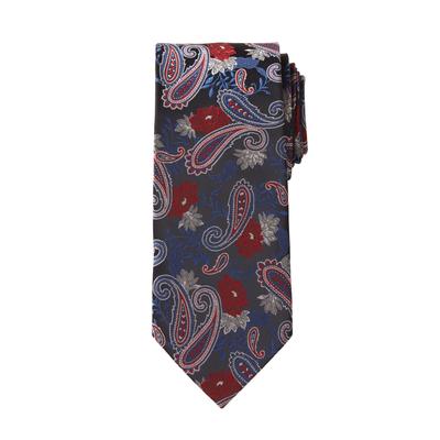 Men's Big & Tall Extra Long Classic Paisley Tie by KS Signature in Rich Burgundy Multi Floral Necktie