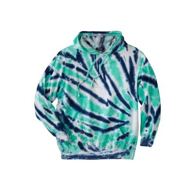 Men's Big & Tall Fleece Pullover Hoodie by KingSize in Tidal Green Marble (Size 4XL)