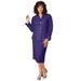 Plus Size Women's Two-Piece Skirt Suit with Shawl-Collar Jacket by Roaman's in Midnight Violet (Size 32 W)