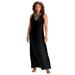 Plus Size Women's Ultrasmooth® Fabric Print Maxi Dress by Roaman's in Black Gold Scroll (Size 34/36)