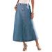 Plus Size Women's Complete Cotton A-Line Kate Skirt by Roaman's in Light Stonewash (Size 12 W) 100% Cotton Long Length