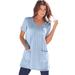 Plus Size Women's Two-Pocket Soft Knit Tunic by Roaman's in Pale Blue (Size 3X) Long T-Shirt