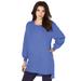 Plus Size Women's Blouson Sleeve High-Low Sweatshirt by Roaman's in Blue Haze (Size 14/16)