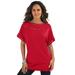 Plus Size Women's Ladder Stitch Tee by Roaman's in Vivid Red (Size 3X) Shirt