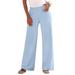 Plus Size Women's Wide-Leg Soft Knit Pant by Roaman's in Pale Blue (Size 4X) Pull On Elastic Waist