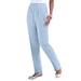 Plus Size Women's Straight-Leg Soft Knit Pant by Roaman's in Pale Blue (Size M) Pull On Elastic Waist