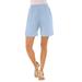 Plus Size Women's Soft Knit Short by Roaman's in Pale Blue (Size S) Pull On Elastic Waist