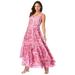 Plus Size Women's Georgette Flyaway Maxi Dress by Jessica London in Pink Burst Painted Scroll (Size 36 W)