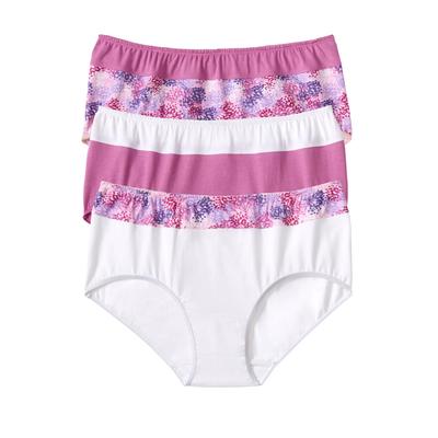 Plus Size Women's Full Coverage Stretch Cotton Color Block Brief 3-Pack by Comfort Choice in Pretty Orchid Assorted (Size 12) Underwear