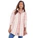 Plus Size Women's Kate Tunic Big Shirt by Roaman's in Desert Rose White Stripe (Size 40 W) Button Down Tunic Shirt