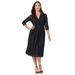 Plus Size Women's Stretch Lace A-Line Dress by Jessica London in Black (Size 32 W) V-Neck 3/4 Sleeves