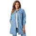 Plus Size Women's Long Denim Jacket by Jessica London in Light Wash (Size 28 W) Tunic Length Jean Jacket