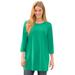 Plus Size Women's Perfect Three-Quarter-Sleeve Scoopneck Tunic by Woman Within in Tropical Emerald (Size 5X)