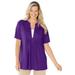 Plus Size Women's 7-Day Layer-Look Elbow-Sleeve Tee by Woman Within in Radiant Purple (Size 38/40) Shirt