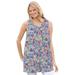 Plus Size Women's Perfect Printed Sleeveless Shirred V-Neck Tunic by Woman Within in Heather Grey Field Floral (Size 38/40)