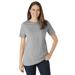 Plus Size Women's Perfect Short-Sleeve Crewneck Tee by Woman Within in Medium Heather Grey (Size L) Shirt