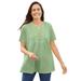 Plus Size Women's Eyelet Henley Tee by Woman Within in Sage (Size M) Shirt