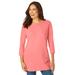 Plus Size Women's Perfect Three-Quarter Sleeve Crewneck Tee by Woman Within in Sweet Coral (Size M)