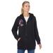 Plus Size Women's Better Fleece Zip-Front Hoodie by Woman Within in Black Floral Embroidery (Size 2X)