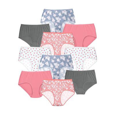 Plus Size Women's Full Coverage Cotton Brief 10-Pack by Comfort Choice in Rose Pack (Size 10) Underwear