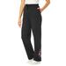 Plus Size Women's Better Fleece Sweatpant by Woman Within in Black Floral Embroidery (Size M)