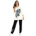 Plus Size Women's Floral Tee and Pant Set by Woman Within in Black Floral Placement (Size 2X)