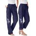 Plus Size Women's Convertible Length Cargo Pant by Woman Within in Navy Floral Embroidery (Size 26 W)