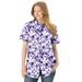 Plus Size Women's Perfect Short Sleeve Shirt by Woman Within in Soft Iris Shadow Floral (Size 2X)