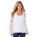 Plus Size Women's Bell-Sleeve Lace Jacket by Roaman's in White (Size 28 W)