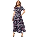 Plus Size Women's Scoopneck Maxi Dress by Catherines in Black Paisley Floral (Size 3X)