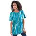 Plus Size Women's Crewneck Ultimate Tee by Roaman's in Ocean Textured Stripe (Size 1X) Shirt