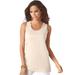 Plus Size Women's Scoopneck Tank by Roaman's in Oatmeal (Size 5X) Top 100% Cotton Layering A-Shirt