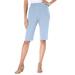 Plus Size Women's Soft Knit Bermuda Short by Roaman's in Pale Blue (Size 2X) Pull On Elastic Waist