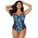 Plus Size Women's Ruched Underwire One Piece Swimsuit by Swimsuits For All in Purple Floral (Size 10)