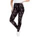 Plus Size Women's Classic Ankle Legging by June+Vie in Black Pink Abstract (Size 30/32)