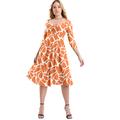 Plus Size Women's Sweetheart Swing Dress by June+Vie in Orange Ivory Geo (Size 14/16)