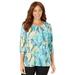 Plus Size Women's Poetry Tiered Tee by Catherines in Waterfall Palm (Size 0X)