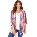 Plus Size Women's Harmony Knit Herringbone Cardigan by Catherines in Multi Abstract (Size 0X)