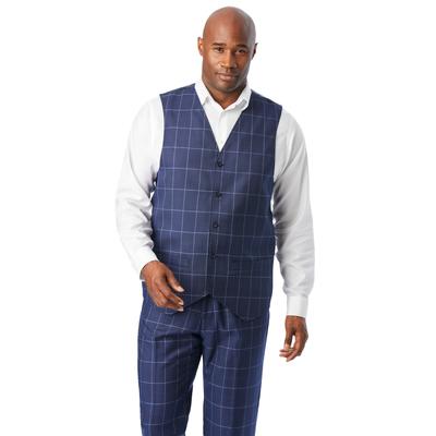 Men's Big & Tall KS Signature Easy Movement® 5-Button Suit Vest by KS Signature in Navy Check (Size 52)