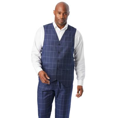 Men's Big & Tall KS Signature™ Easy Movement® 5-Button Suit Vest by KS Signature in Navy Check (Size 52)