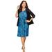 Plus Size Women's Promenade A-Line Dress by Catherines in Aqua Blue Outline Floral (Size 2X)