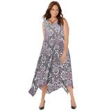 Plus Size Women's AnyWear Reversible Criss-Cross V-Neck Maxi Dress by Catherines in Black Graphic Scroll (Size 3X)