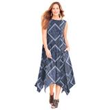 Plus Size Women's AnyWear Reversible Criss-Cross V-Neck Maxi Dress by Catherines in Navy Scarf Print (Size 4X)