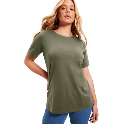 Plus Size Women's Short-Sleeve Crewneck One + Only Tee by June+Vie in Dark Olive Green (Size 22/24)