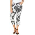 Plus Size Women's Secret Slimmer® Capri by Catherines in Black Tropical Foliage (Size 20 W)