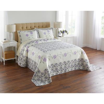 Margaret Embroidered Bedspread by BrylaneHome in Purple (Size FULL)