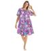 Plus Size Women's Short Sweeping Printed Lounger by Only Necessities in Fresh Berry Tropical Floral (Size 22/24)