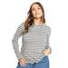 Plus Size Women's Long-Sleeve Crewneck One + Only Tee by June+Vie in White Black Stripes (Size 14/16)