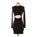 Shein Casual Dress - Bodycon Crew Neck Long sleeves: Black Print Dresses - Women's Size Small