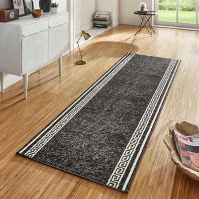 Läufer HANSE HOME "Casa" Gr. 44, schwarz, B:80cm H:9mm L:450cm, Kunstfaser, Teppiche, Kurzflor, Weich, Teppichläufer, Bordüre, Teppich, Küche, Flur, Muster Image